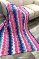 Wavy Ripple Blanket: Berry Bliss Throw (Crochet)