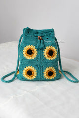 Sunflower Drawstring Backpack (Crochet)