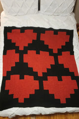 I Like Big Hearts Blanket (Circular Knitting Machine)