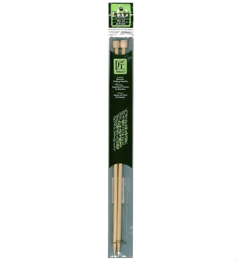 Clover Takumi Bamboo Knitting Needles 13” (Sizes 1 to 10)