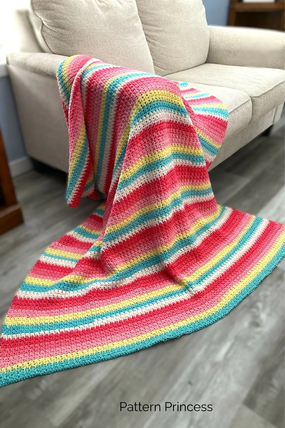 Bright Pastel Textured Crochet Throw Blanket (Crochet)