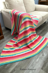 Bright Pastel Textured Crochet Throw Blanket (Crochet)