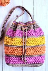 Color Wave Drawstring Bag (Crochet)